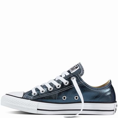 Converse Chuck Taylor All Star Metallic Canvas Low Tops Mens - Blue/White/Black Shoes (881MFZWH)